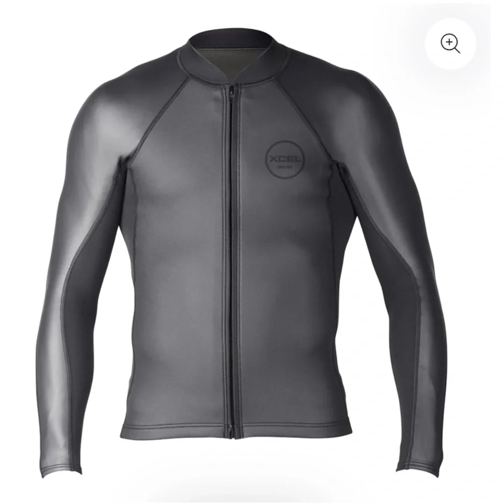 XCEL Men's Front-Zip Long Sleeve Swim Rash Guard in Black Brand New
